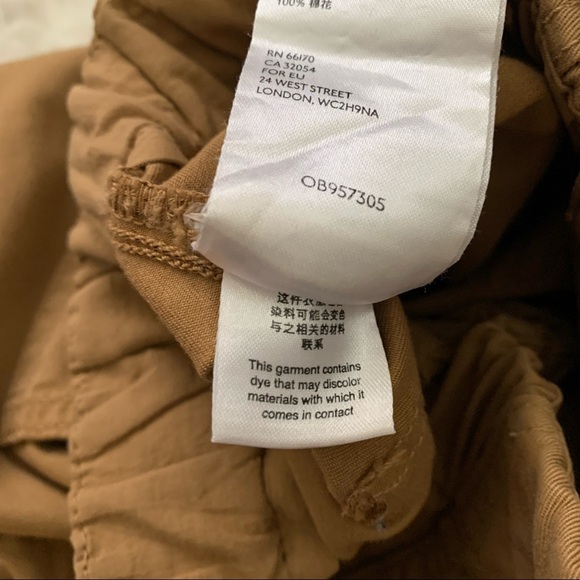 Free People Tan/Brown Crop Elastic Waist Front Buttons Cotton Joggers Si… - Picture 8 of 9